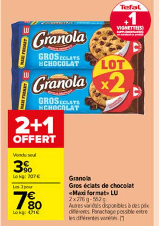 granola gros éclats de chocolat "maxi format" lu