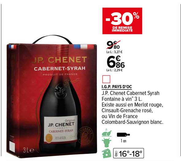 igp pays d'oc j.p. chenet cabernet syrah