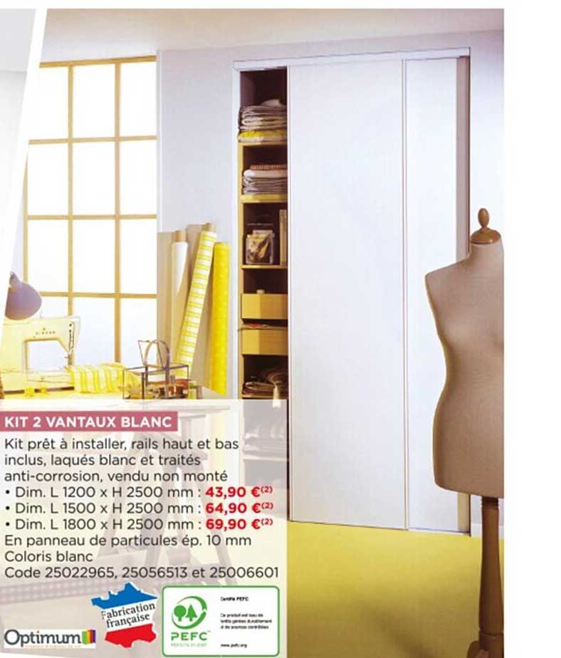 kit 2 vantaux blanc optimum