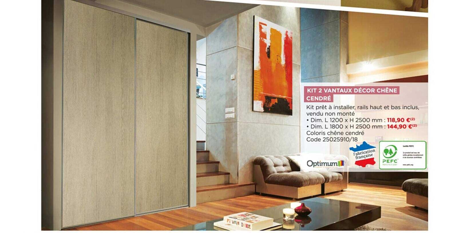 kit 2 vantaux décor chêne cendré