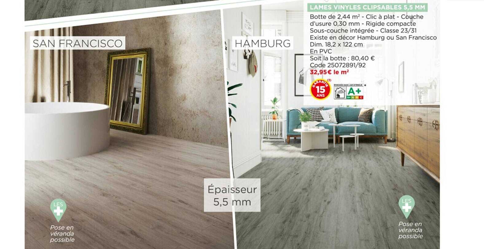 lames vinyles clipsables 5.5 m