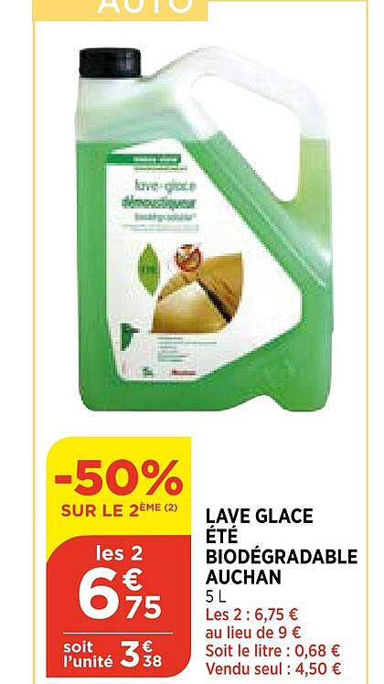 lave glace été biodégradable auchan