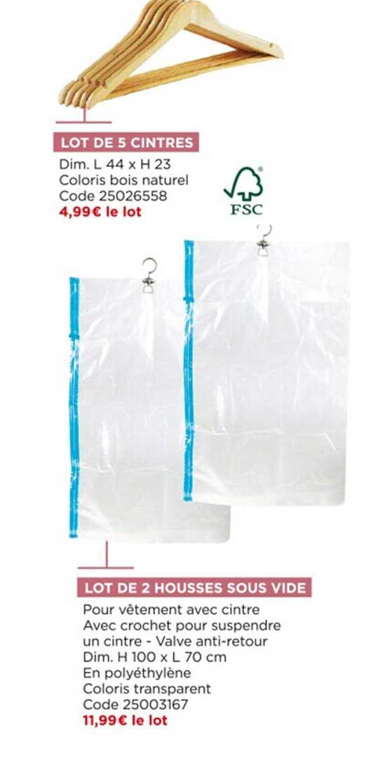 Lot De 5 Cintres Lot De 2 Housses Sous Vide