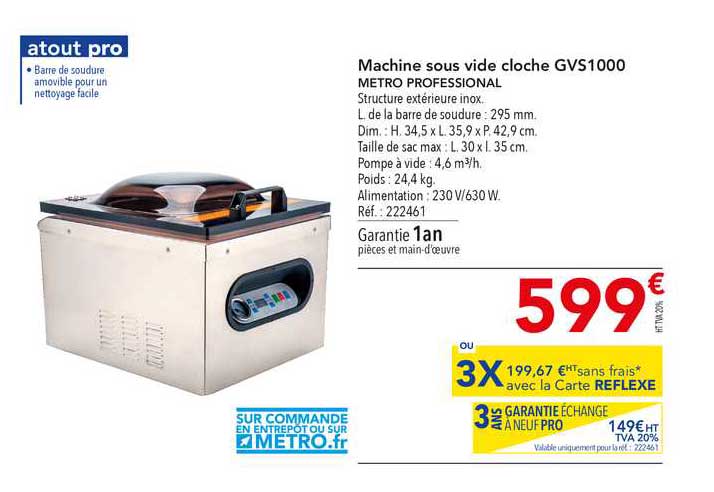 machine sous vide cloche gvs1000 metro professional