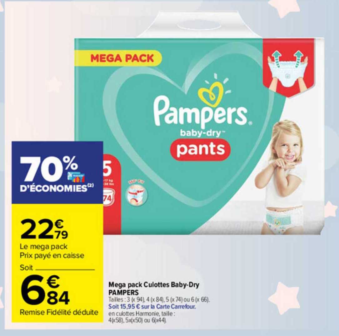 mega pack culottes baby-dry pampers