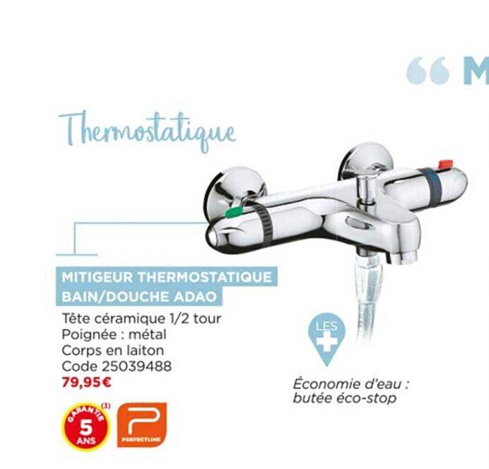 Mitigeur Thermostatique Bain Douche Adao
