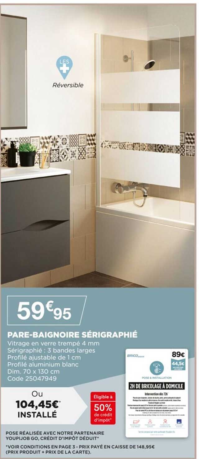 pare-baignoire sérigraphié