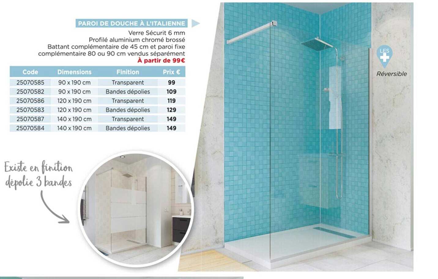 paroi de douche à l'italienne