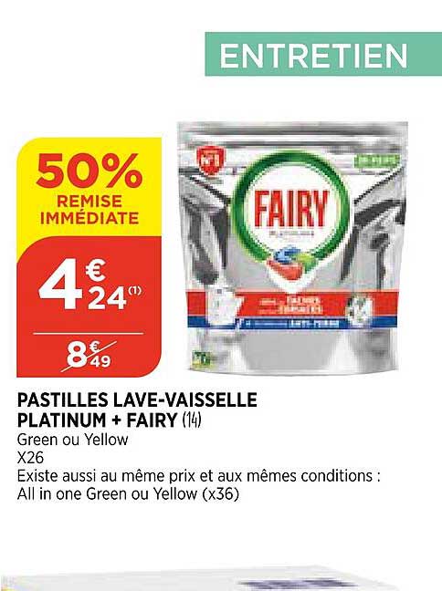 pastilles lave-vaisselle platinum + fairy