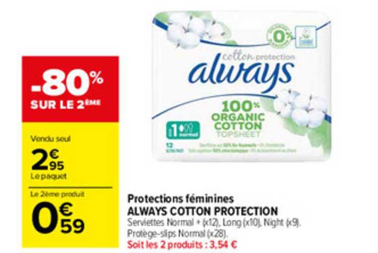 protections féminines always cotton protection