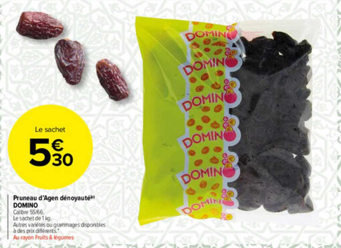 pruneau d'agen dénoyauté domino