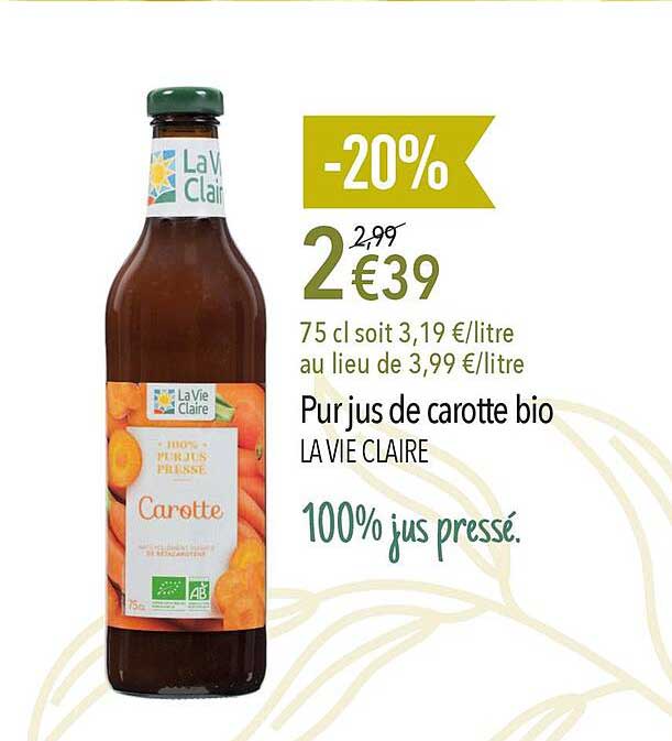 Pur Jus De Carotte Bio La Vie Claire