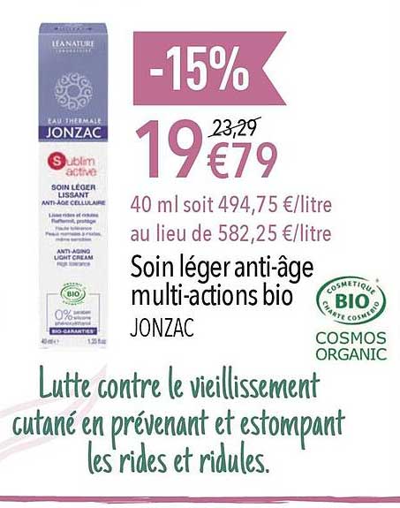 soin léger anti-âge multi-actions bio jonzac