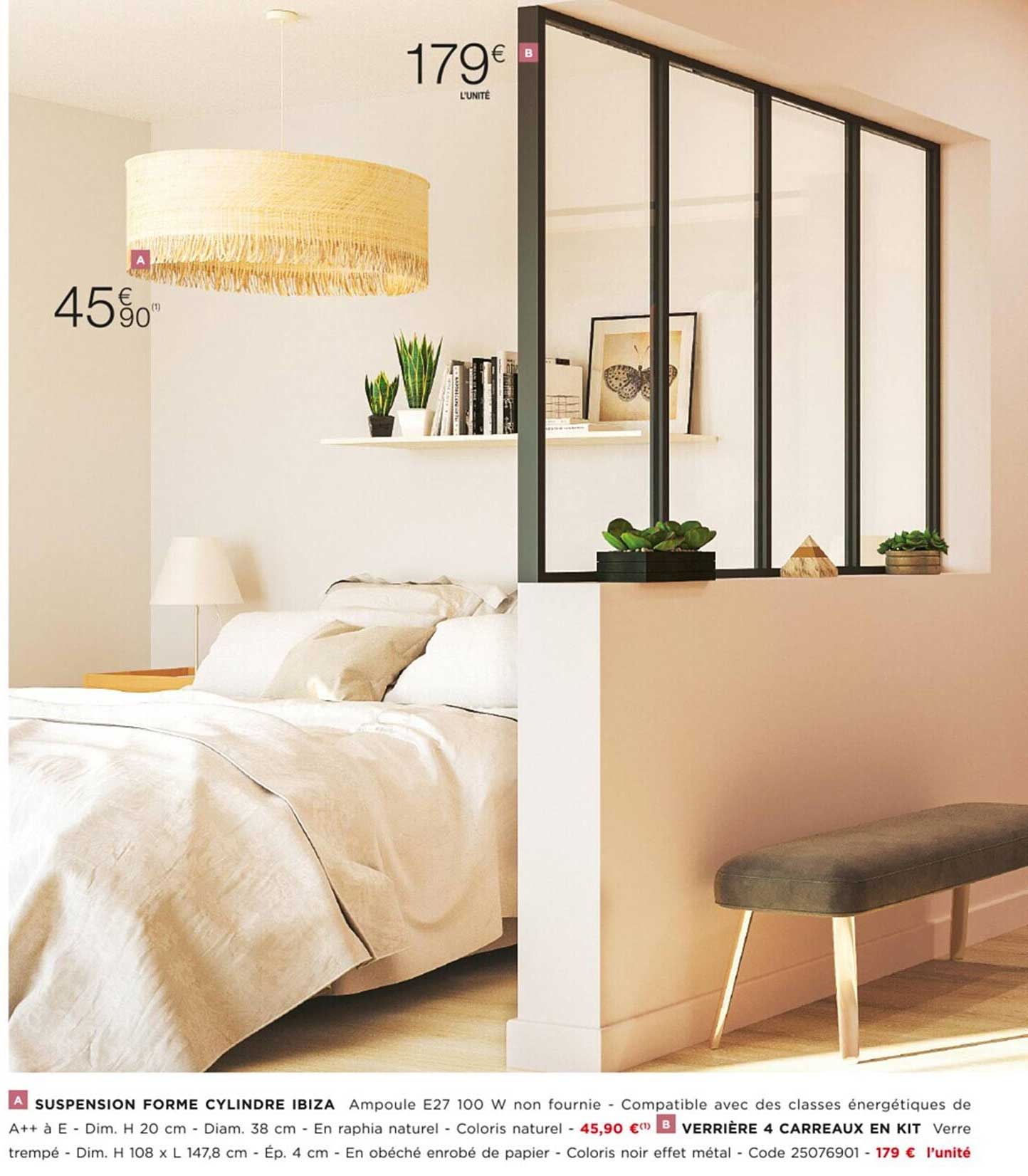 suspension forme cylindre ibiza verrière 4 carreaux en kit