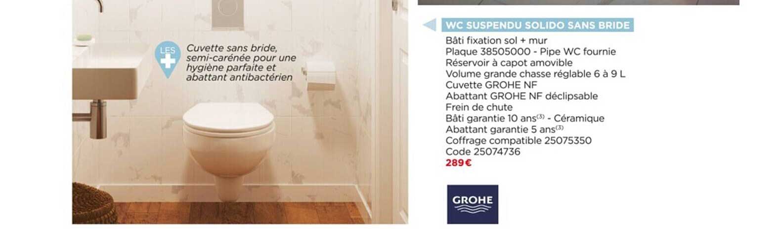 wc suspendu solido sans bride grohe