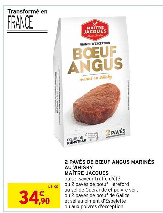 2 pavés de boeuf angus marinés au whisky maître jacques