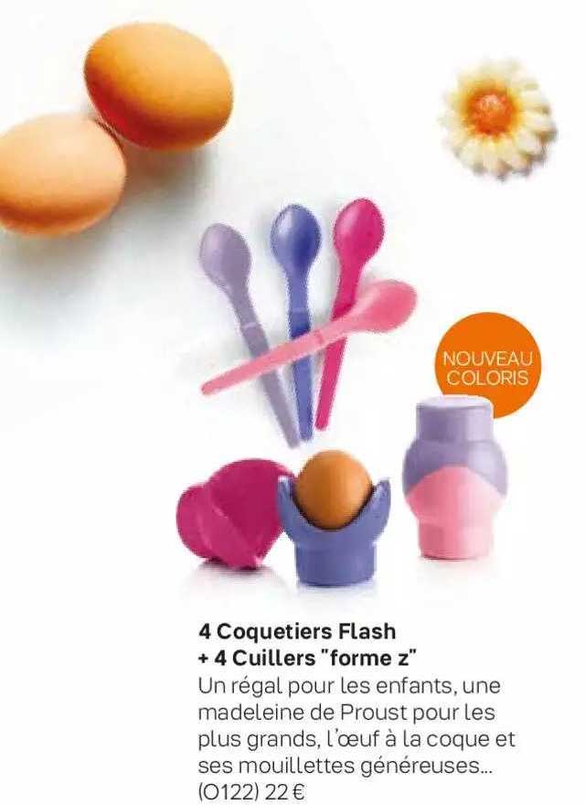 4 coquetiers flash + 4 cuillers "forme z"