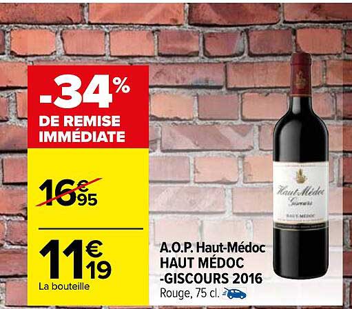 a.o.p. haut-médoc haut médoc -giscours 2016