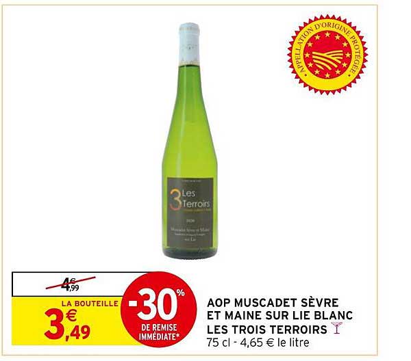 aop muscadet sèvre et maine sur lie blanc les trois terroirs