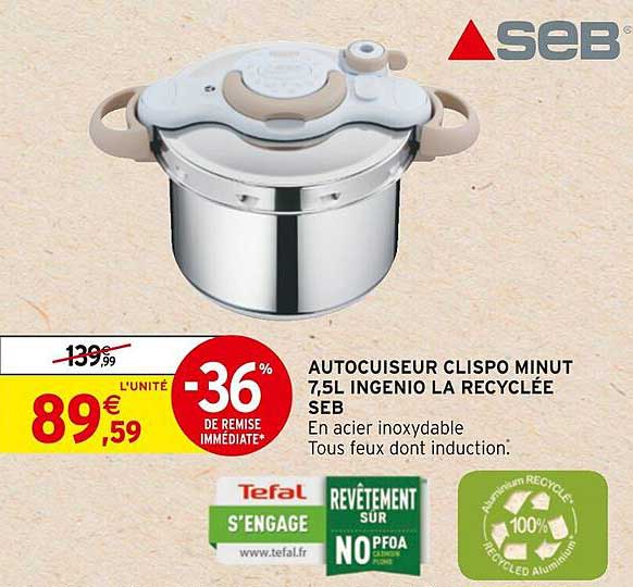 Autocuiseur Clipso Minut 7,5l Ingenio La Recyclée Seb