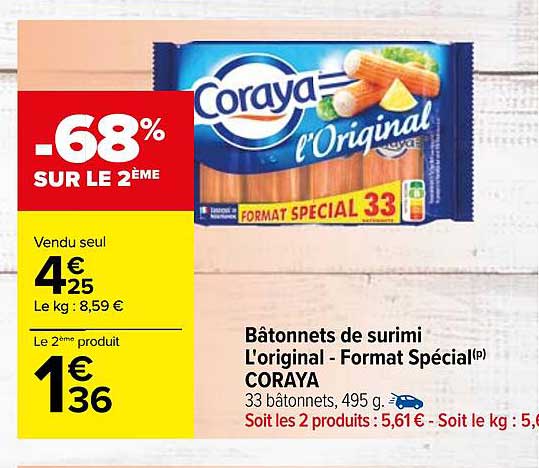 bâtonnets de surimi l'original - format spécial coraya