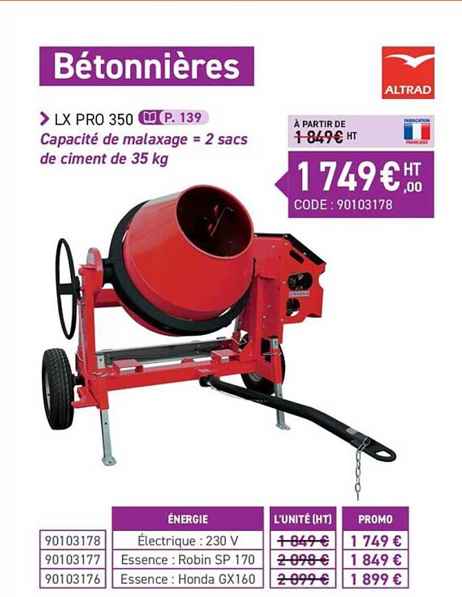 Bétonnières Lx Pro 350