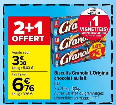 Biscuits Granola L'original Chocolat Au Lait Lu