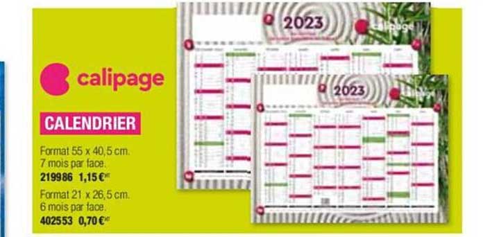 Calendrier Calipage