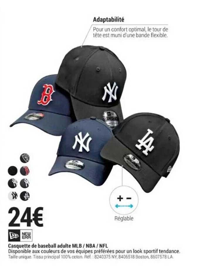 casquette de baseball adulte mlb - nba - nfl