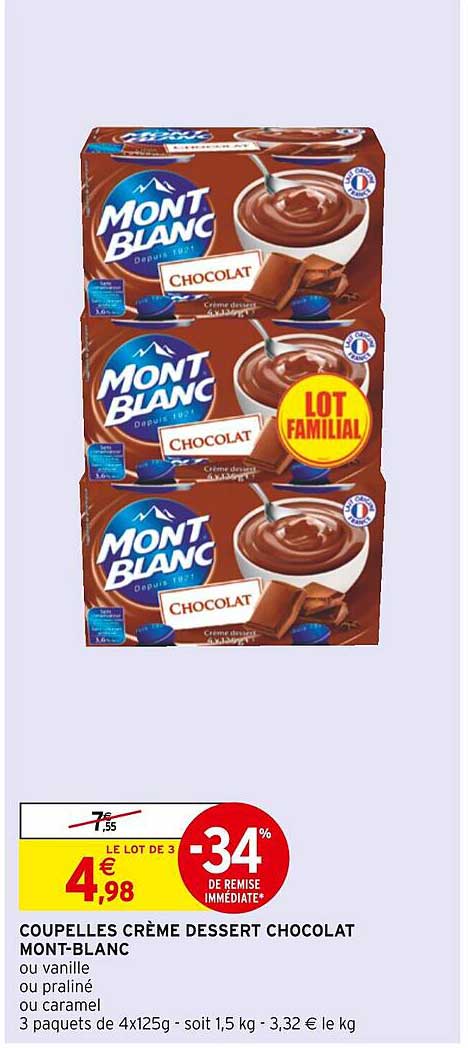 coupelles crème dessert chocolat mont-blanc