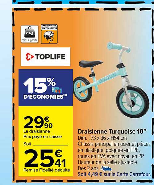 Draisienne Turquoise 10" Toplife