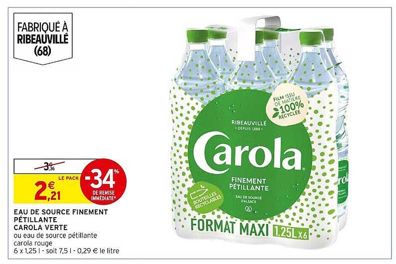 eau de source finement pétillante carola verte