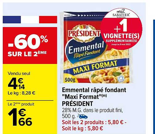 emmental râpé fondant "maxi format" président