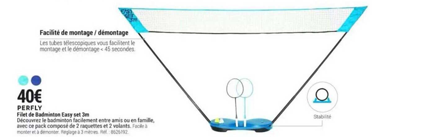 filet de badminton easy set 3m perfly