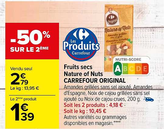 fruits secs nature of nuts carrefour original
