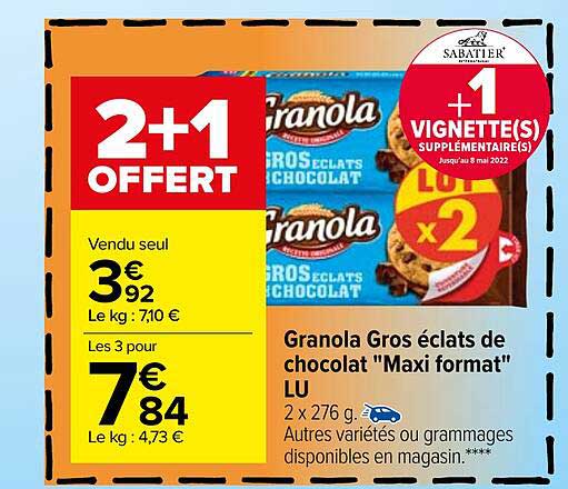 granola gros éclats de chocolat "maxi format" lu