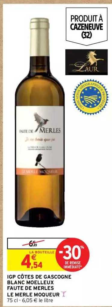 igp côtes de gascogne blanc moelleux faute de merles le merle moqueur