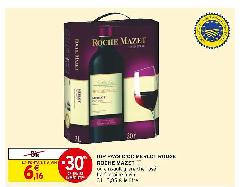 igp pays d'oc merlot rouge roche mazet