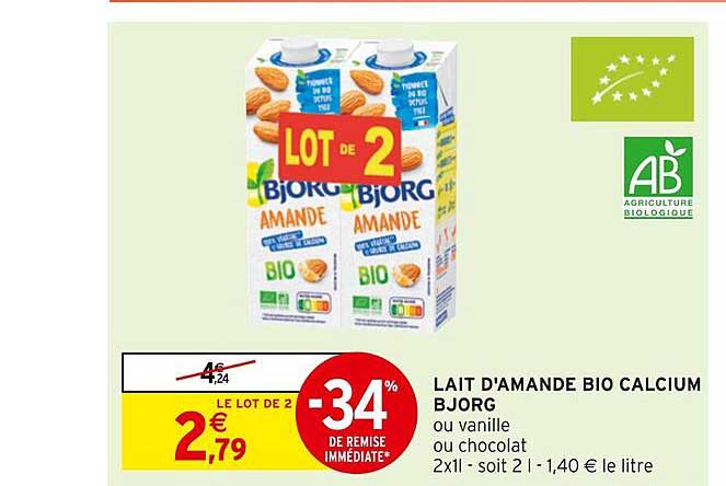 Lait D'amande Bio Calcium Bjorg