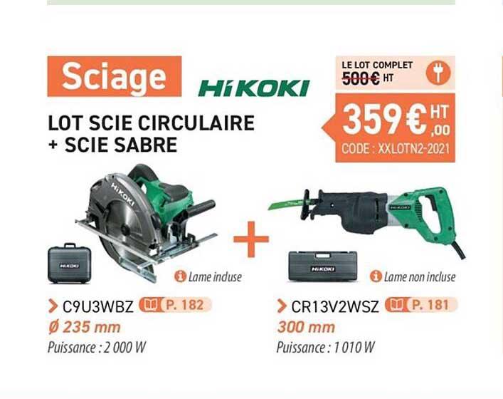 lot scie circulaire + scie sabre hikoki