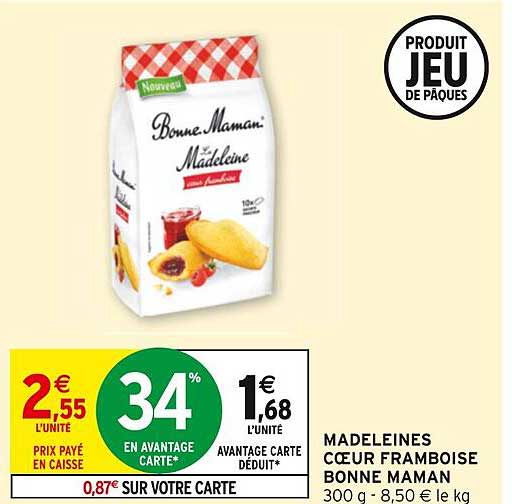 madeleines cœur framboise bonne maman