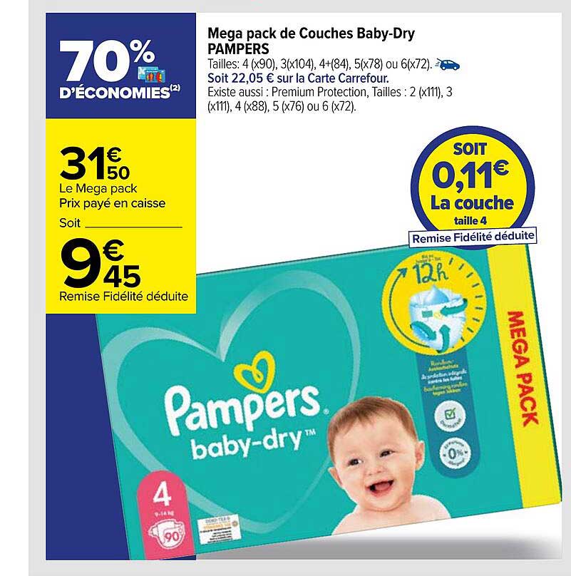 Méga Pack De Couches Baby-dry Pampers