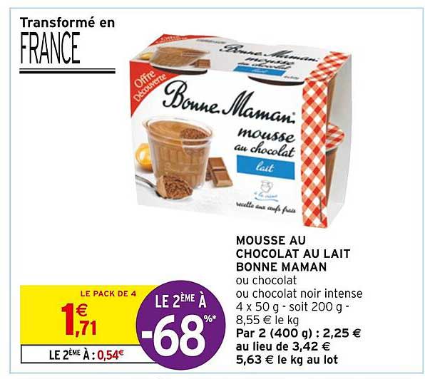 mousse au chocolat au lait bonne maman