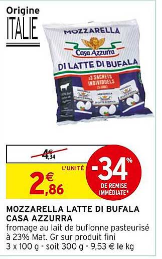 mozzarella latte di bufala casa azzurra