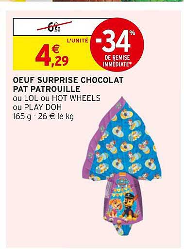 œuf surprise chocolat pat patrouille