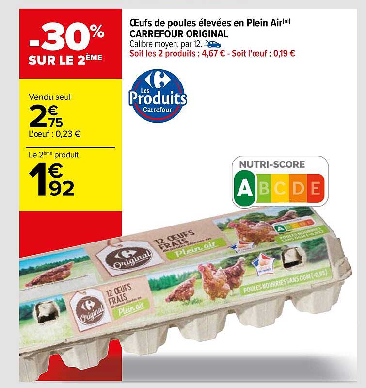 oeufs de poules élevées en plein air carrefour original