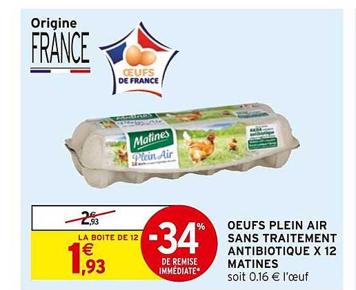 oeufs plein air sans traitement antibiotique x 12 matines