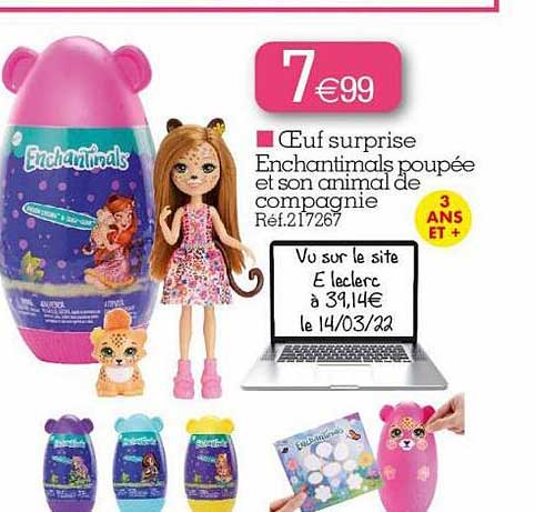 œuf surprise enchantimals poupée et son animal de compagnie