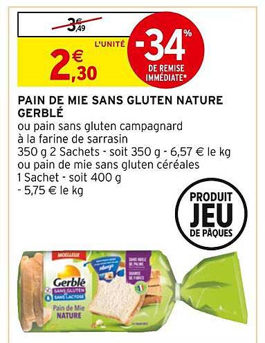 Pain De Mie Sans Gluten Nature Gerblé