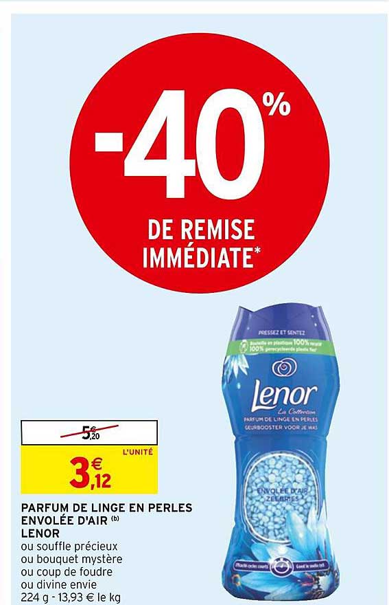 parfum de linge en perles envolée d'air lenor